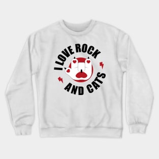 I love Rock and Roll  and Cat White Font Crewneck Sweatshirt